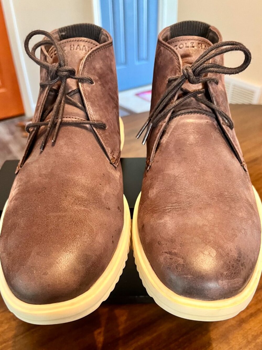 Cole Haan Grand Chukka Boots Dark Chocolate Leather Upper Padded Insole Size 10 - Picture 4 of 6